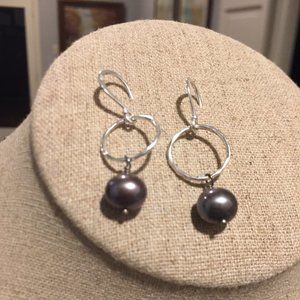 STELLA & DOT SILVER AND PURPLE EARRINGS